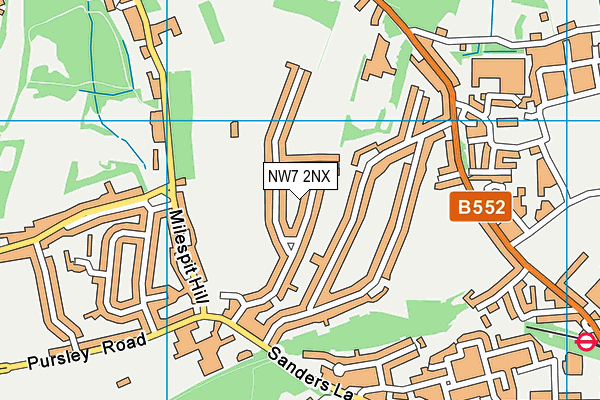 NW7 2NX map - OS VectorMap District (Ordnance Survey)