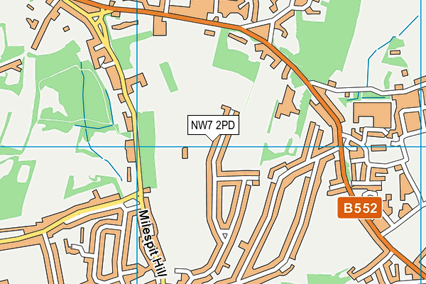 NW7 2PD map - OS VectorMap District (Ordnance Survey)