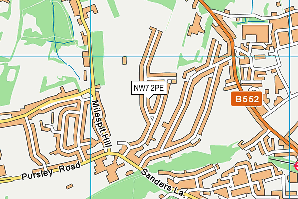 NW7 2PE map - OS VectorMap District (Ordnance Survey)