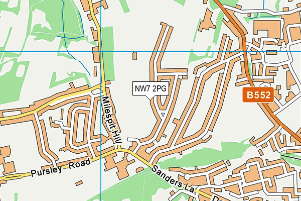 NW7 2PG map - OS VectorMap District (Ordnance Survey)