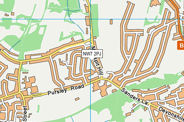 NW7 2PJ map - OS VectorMap District (Ordnance Survey)