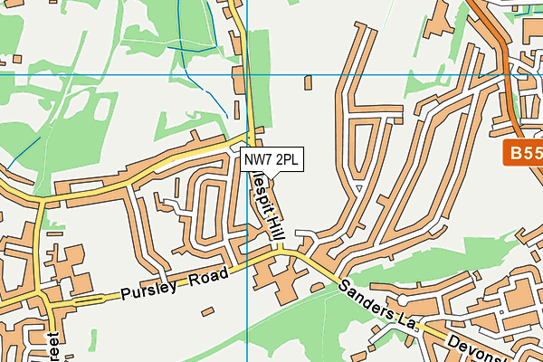 NW7 2PL map - OS VectorMap District (Ordnance Survey)