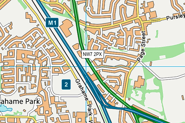 NW7 2PX map - OS VectorMap District (Ordnance Survey)