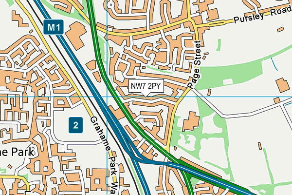 NW7 2PY map - OS VectorMap District (Ordnance Survey)