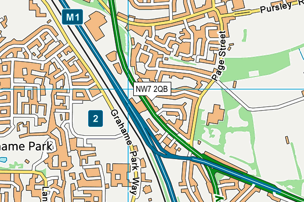 NW7 2QB map - OS VectorMap District (Ordnance Survey)