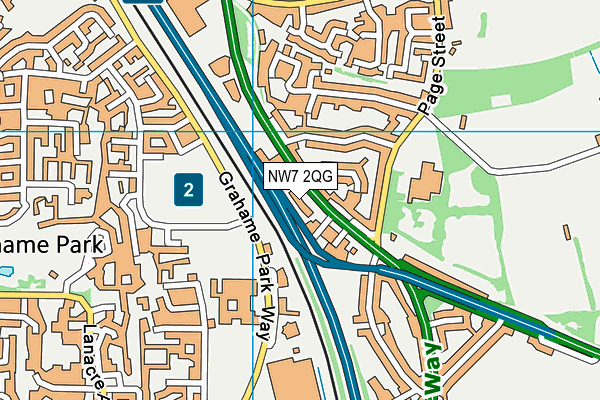 NW7 2QG map - OS VectorMap District (Ordnance Survey)