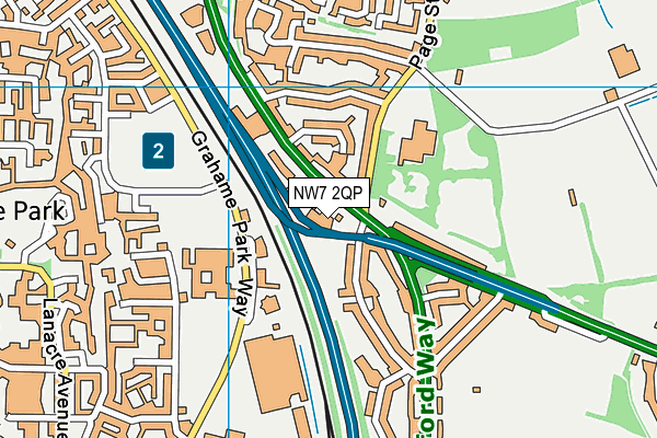 NW7 2QP map - OS VectorMap District (Ordnance Survey)