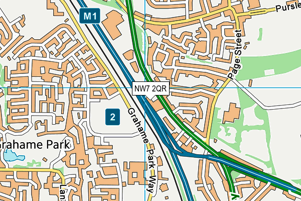 NW7 2QR map - OS VectorMap District (Ordnance Survey)