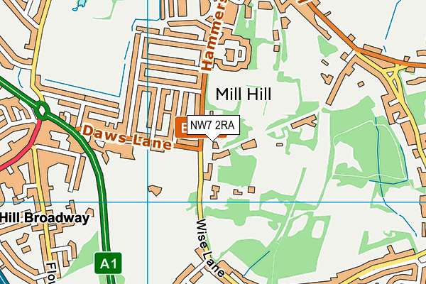 NW7 2RA map - OS VectorMap District (Ordnance Survey)