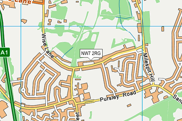 NW7 2RG map - OS VectorMap District (Ordnance Survey)