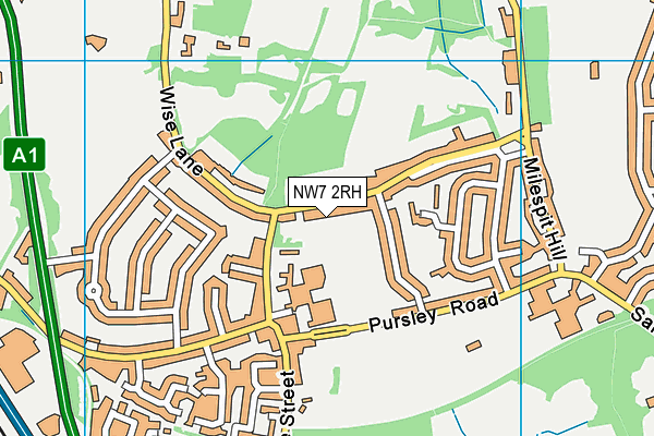 NW7 2RH map - OS VectorMap District (Ordnance Survey)