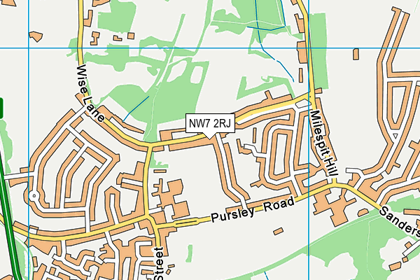 NW7 2RJ map - OS VectorMap District (Ordnance Survey)