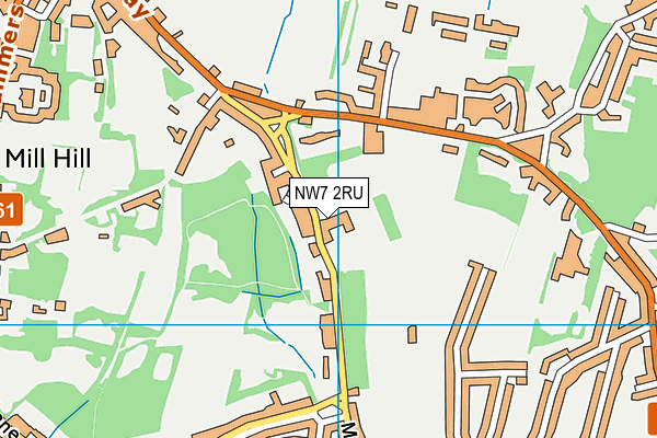 NW7 2RU map - OS VectorMap District (Ordnance Survey)