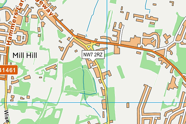 NW7 2RZ map - OS VectorMap District (Ordnance Survey)