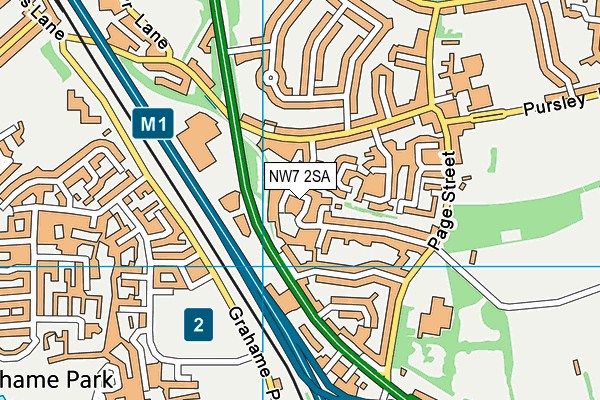 NW7 2SA map - OS VectorMap District (Ordnance Survey)