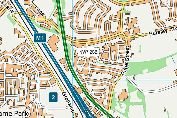 NW7 2SB map - OS VectorMap District (Ordnance Survey)