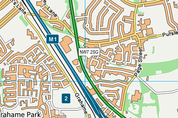 NW7 2SG map - OS VectorMap District (Ordnance Survey)