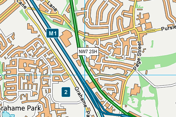 NW7 2SH map - OS VectorMap District (Ordnance Survey)