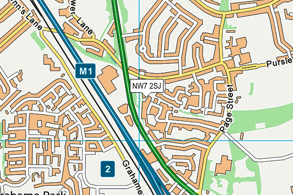 NW7 2SJ map - OS VectorMap District (Ordnance Survey)