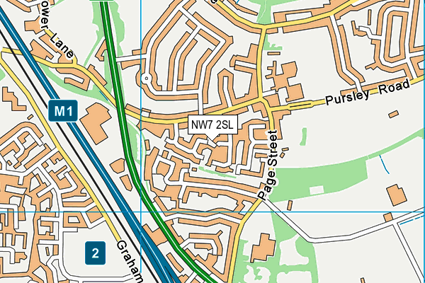 NW7 2SL map - OS VectorMap District (Ordnance Survey)
