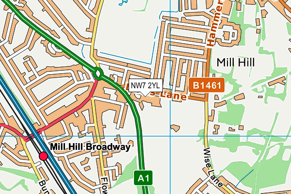 NW7 2YL map - OS VectorMap District (Ordnance Survey)