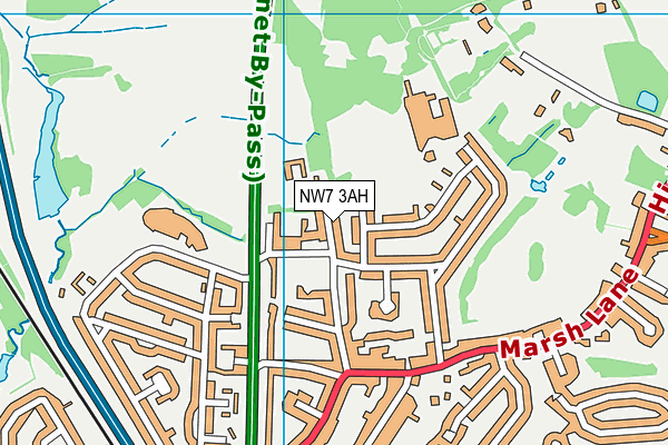 NW7 3AH map - OS VectorMap District (Ordnance Survey)