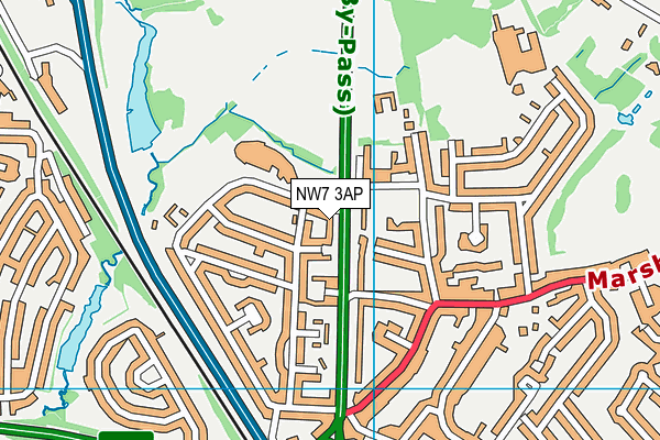 NW7 3AP map - OS VectorMap District (Ordnance Survey)