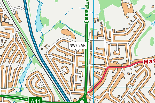 NW7 3AR map - OS VectorMap District (Ordnance Survey)