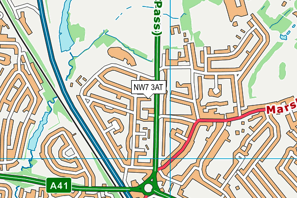 NW7 3AT map - OS VectorMap District (Ordnance Survey)