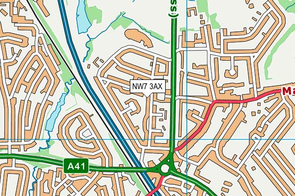 NW7 3AX map - OS VectorMap District (Ordnance Survey)
