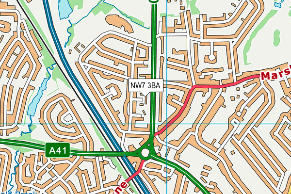 NW7 3BA map - OS VectorMap District (Ordnance Survey)