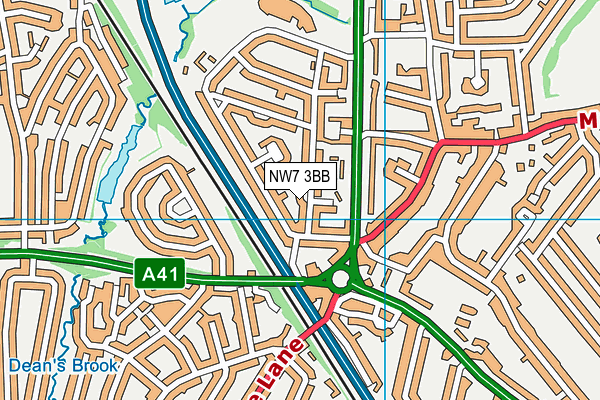 NW7 3BB map - OS VectorMap District (Ordnance Survey)