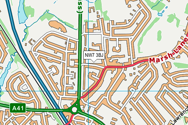 NW7 3BJ map - OS VectorMap District (Ordnance Survey)
