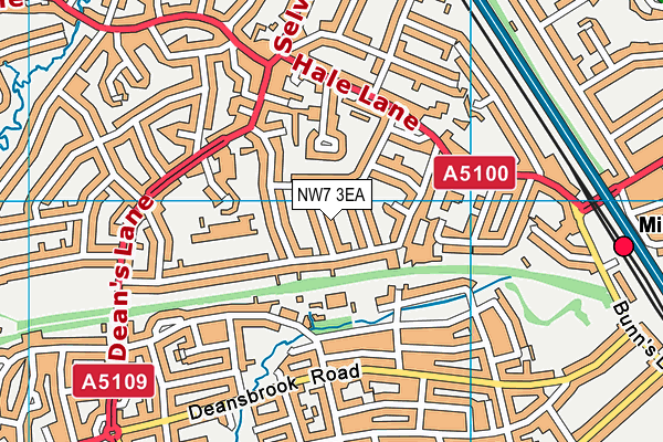 NW7 3EA map - OS VectorMap District (Ordnance Survey)