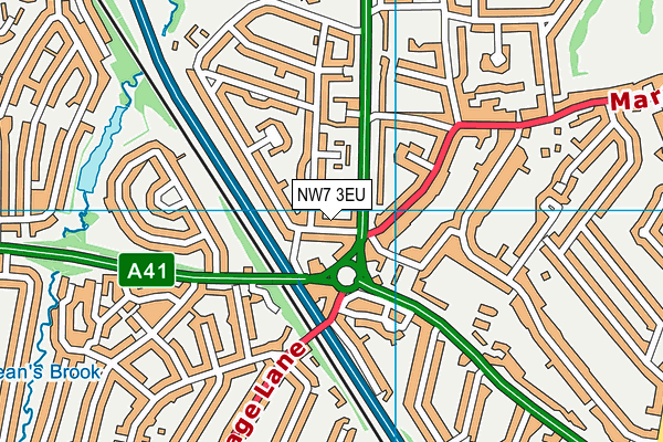 NW7 3EU map - OS VectorMap District (Ordnance Survey)