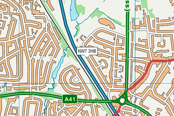 NW7 3HB map - OS VectorMap District (Ordnance Survey)