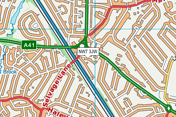 NW7 3JW map - OS VectorMap District (Ordnance Survey)