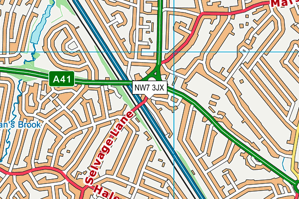 NW7 3JX map - OS VectorMap District (Ordnance Survey)