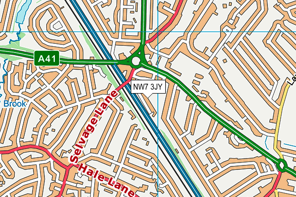 NW7 3JY map - OS VectorMap District (Ordnance Survey)
