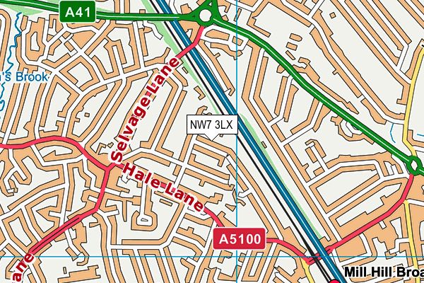 NW7 3LX map - OS VectorMap District (Ordnance Survey)