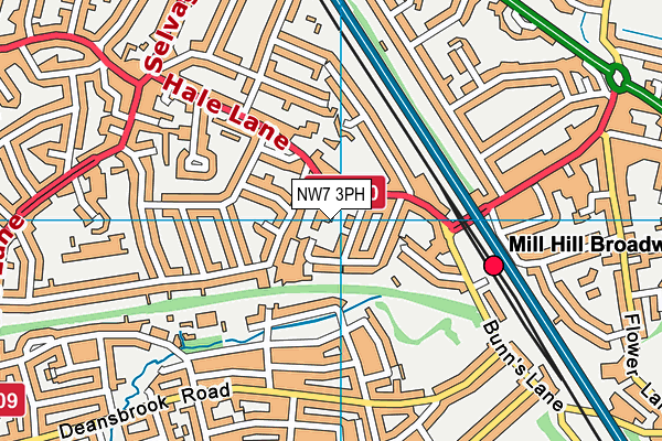 NW7 3PH map - OS VectorMap District (Ordnance Survey)