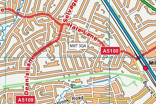 NW7 3QA map - OS VectorMap District (Ordnance Survey)