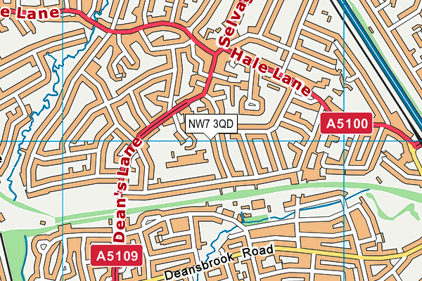 NW7 3QD map - OS VectorMap District (Ordnance Survey)