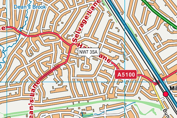 NW7 3SA map - OS VectorMap District (Ordnance Survey)