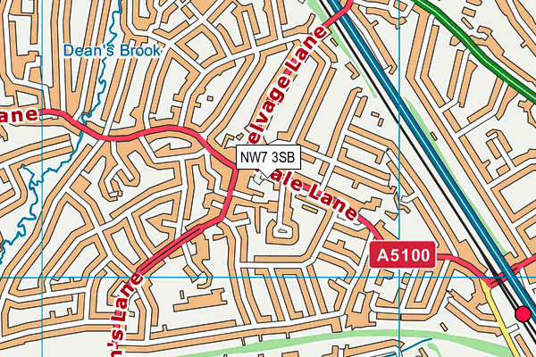 NW7 3SB map - OS VectorMap District (Ordnance Survey)