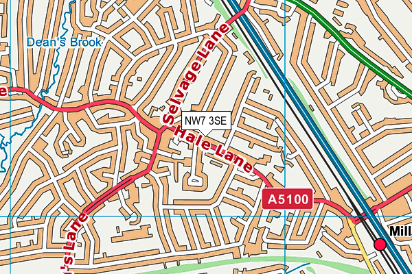 NW7 3SE map - OS VectorMap District (Ordnance Survey)