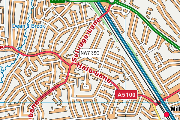 NW7 3SG map - OS VectorMap District (Ordnance Survey)