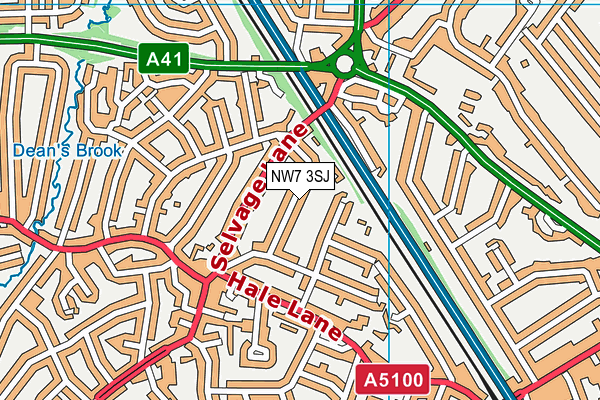 NW7 3SJ map - OS VectorMap District (Ordnance Survey)