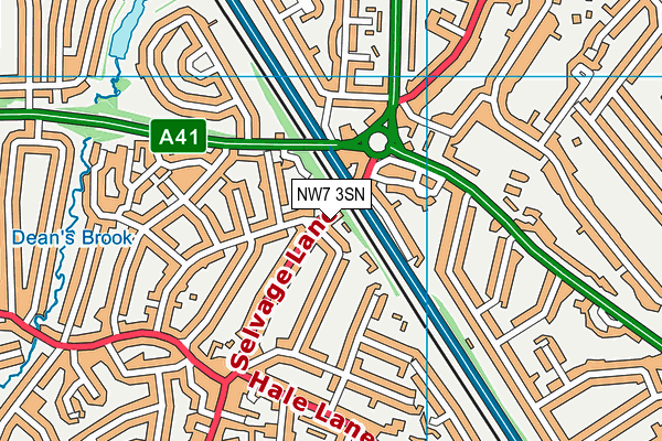 NW7 3SN map - OS VectorMap District (Ordnance Survey)