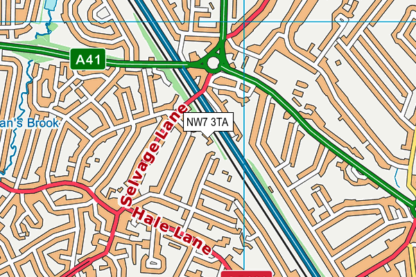 NW7 3TA map - OS VectorMap District (Ordnance Survey)